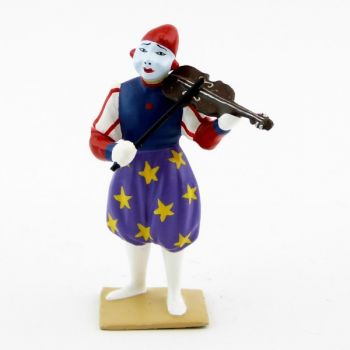 grand clown avec chapeau, jouant du violon