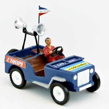 Jeep bleue avec pavillons de mégaphone (+ chauffeur) en coffret rouge